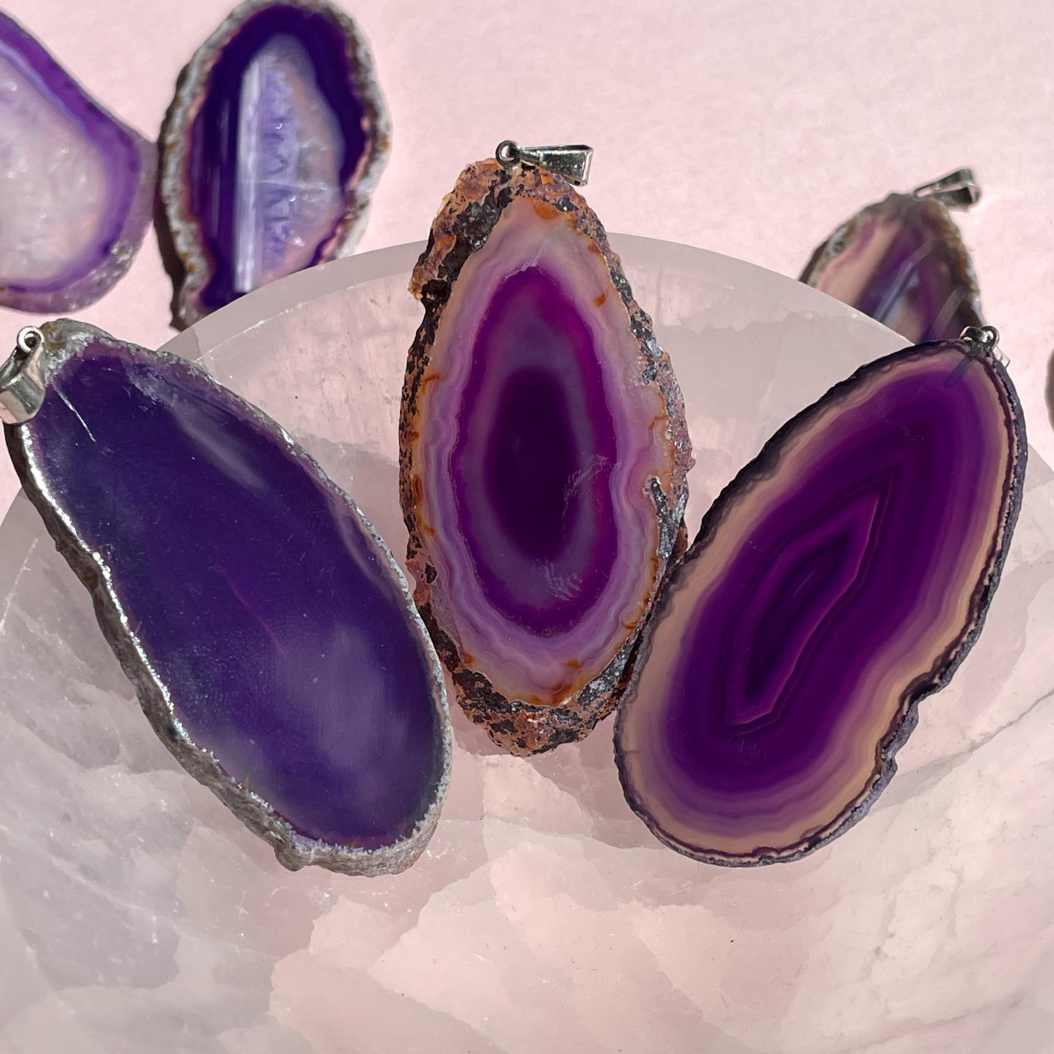 Purple Agate Slice Pendant Purple Agate Slice Pendant